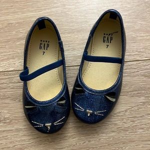 GAP sparkly blue patent kitty flats